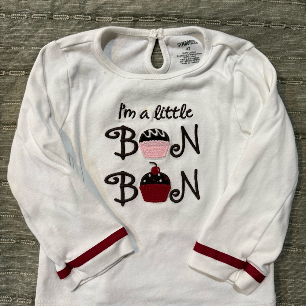Gymboree White Long Sleeve Shirt with Cupcake Design